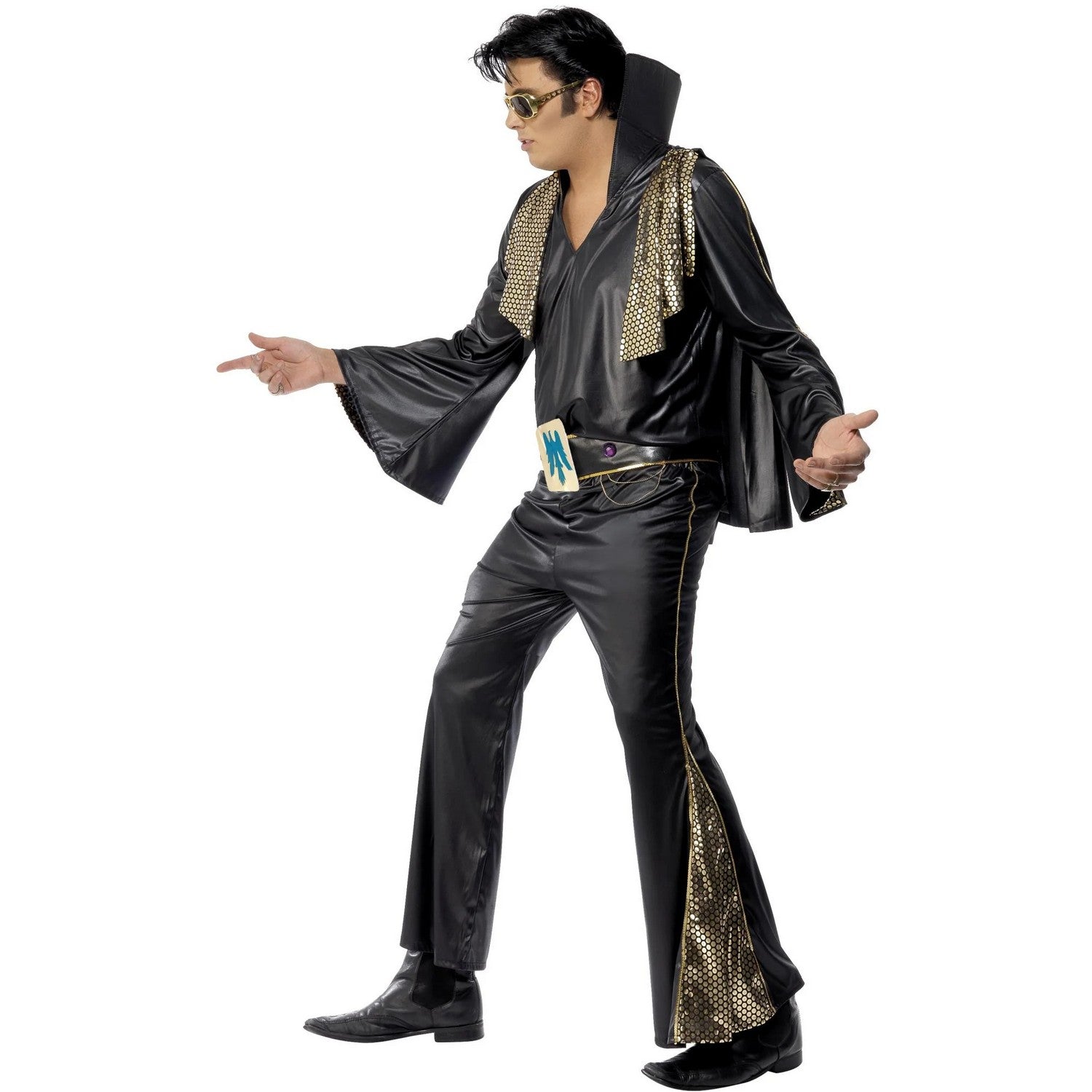 Black-Gold - Side - Elvis Mens Elvis Costume Set