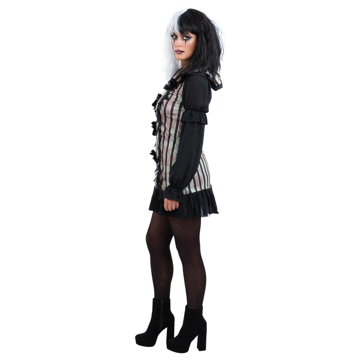 Black - Side - Smiffys Womens-Ladies Vintage Clown Costume Set