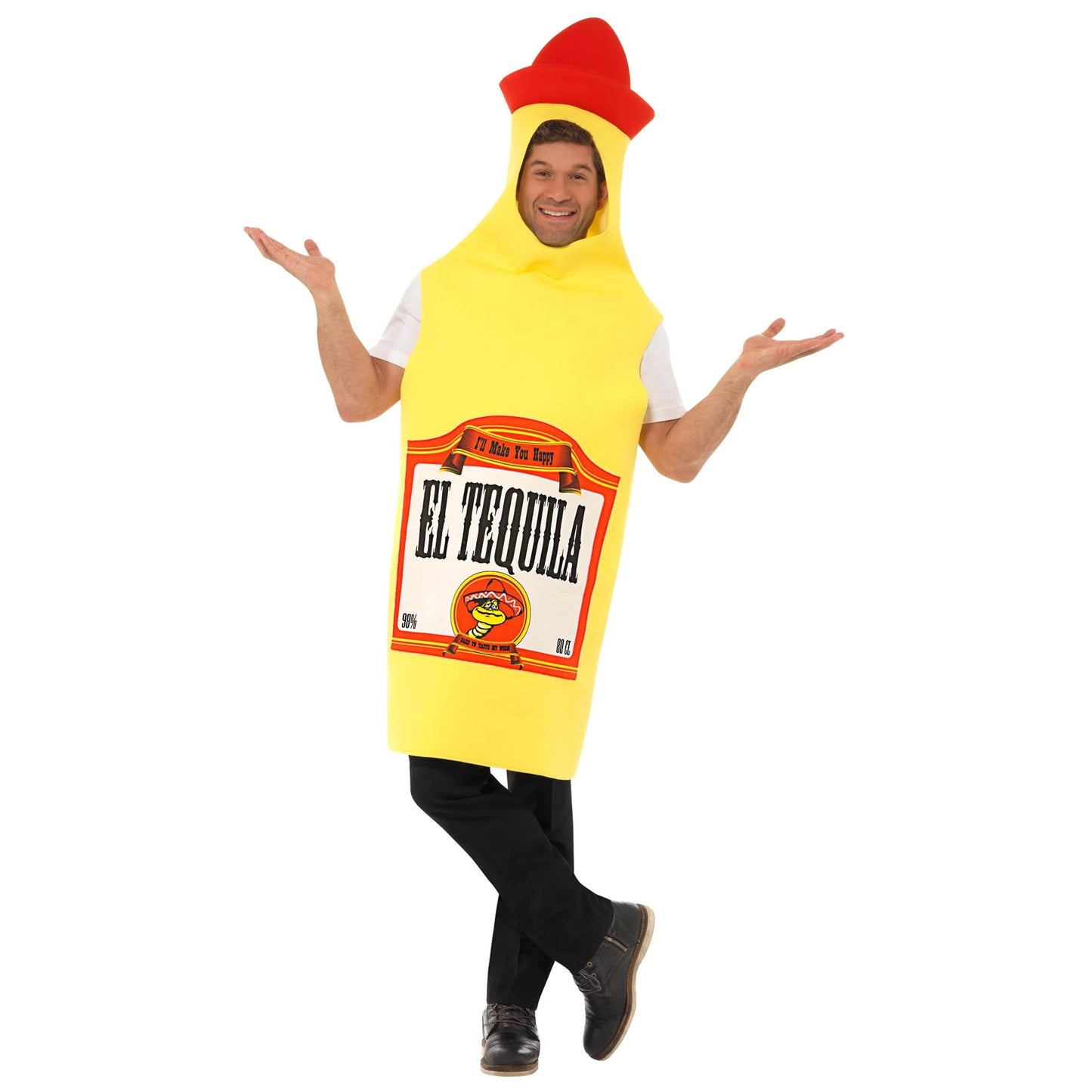 Yellow-Red - Side - Smiffys Unisex Adult Tequila Bottle Costume