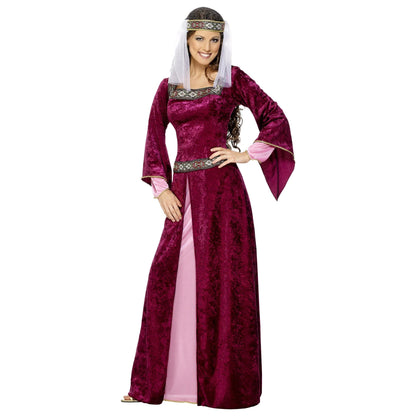 Burgundy - Front - Smiffys Womens-Ladies Maid Marion Costume Set