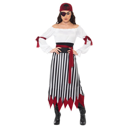 Black-White - Side - Smiffys Womens-Ladies Pirate Costume Set