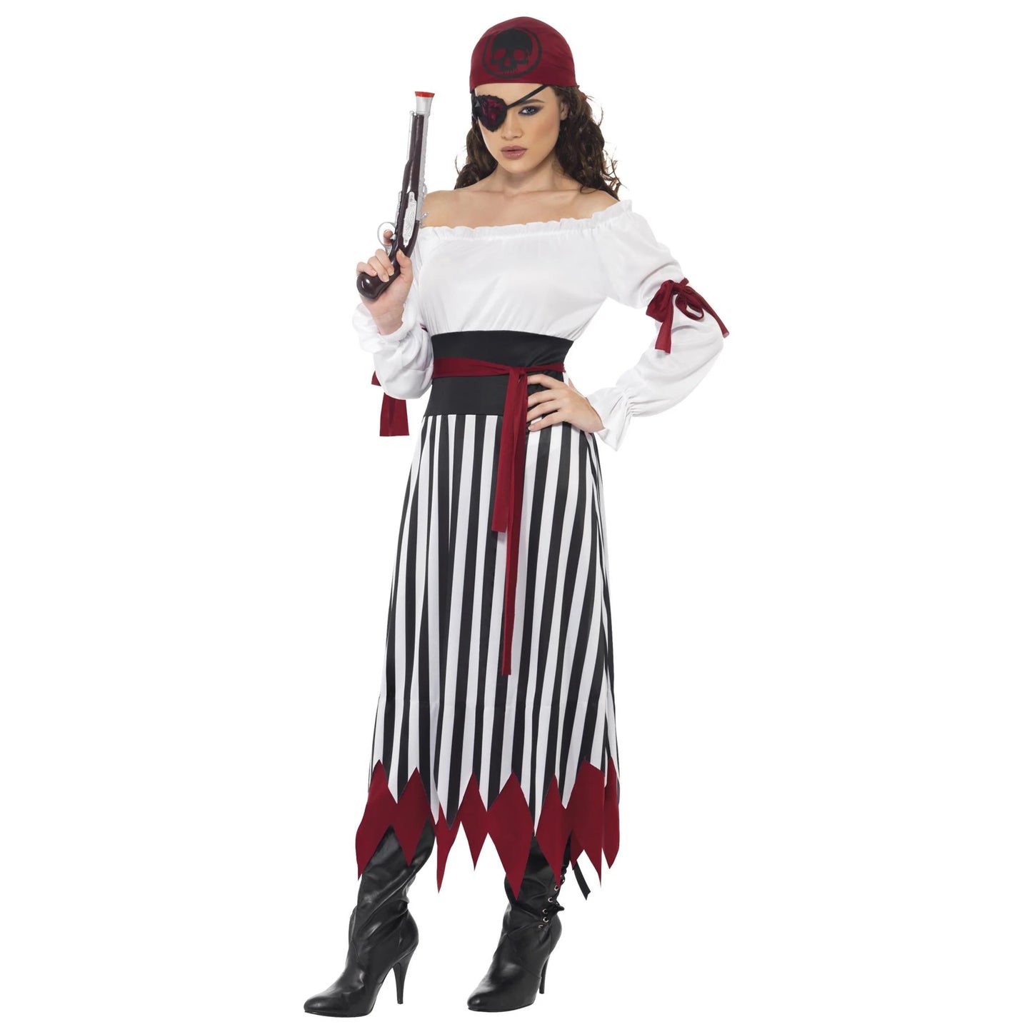Black-White - Front - Smiffys Womens-Ladies Pirate Costume Set