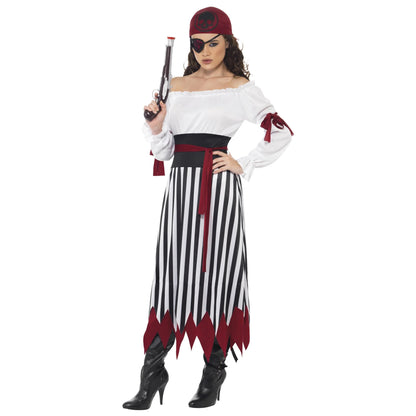 Black-White - Front - Smiffys Womens-Ladies Pirate Costume Set