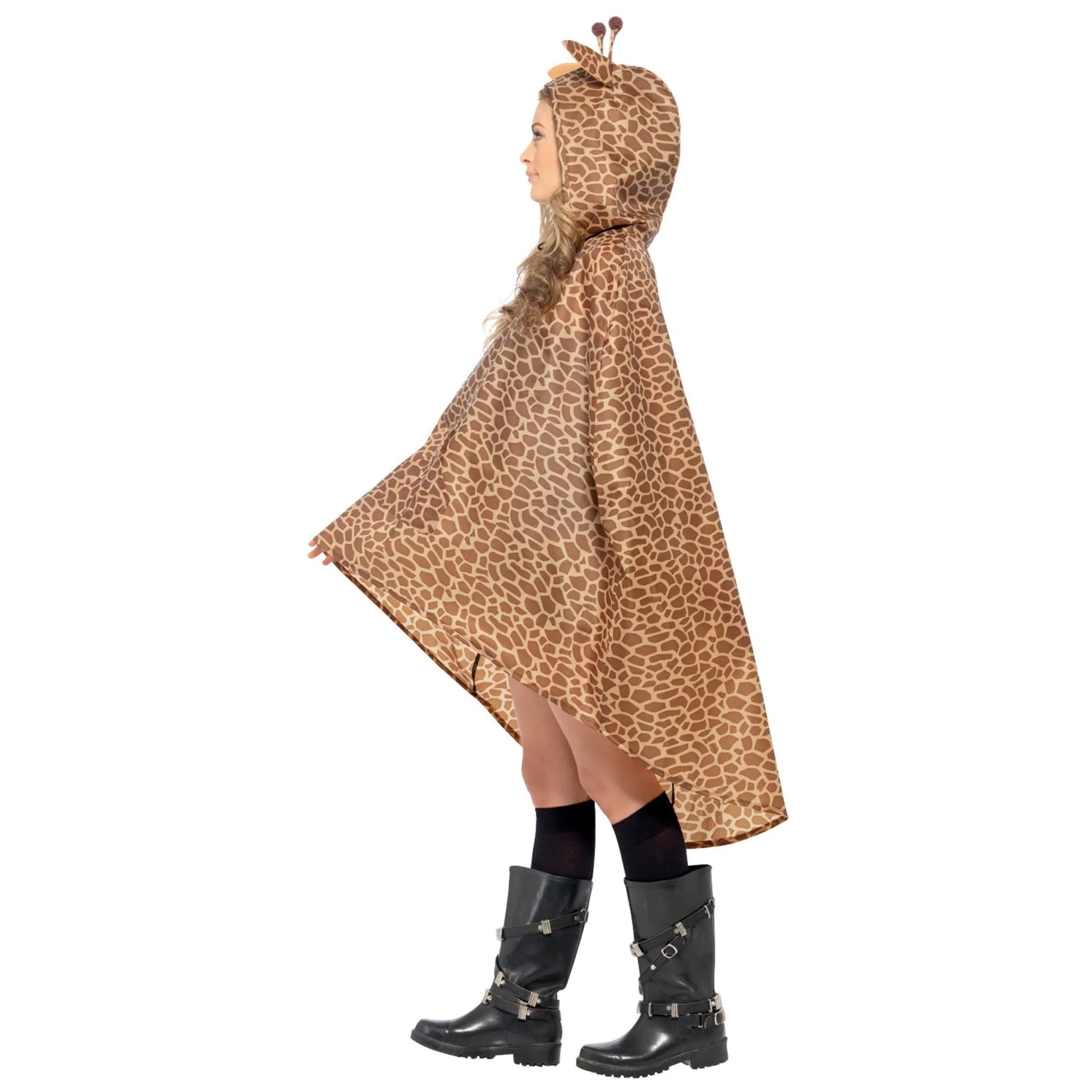 Brown - Side - Smiffys Giraffe Party Poncho