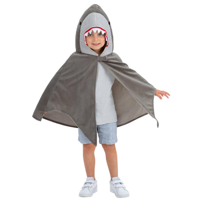 Grey - Back - Smiffys Childrens-Kids Deluxe Shark Costume Cape