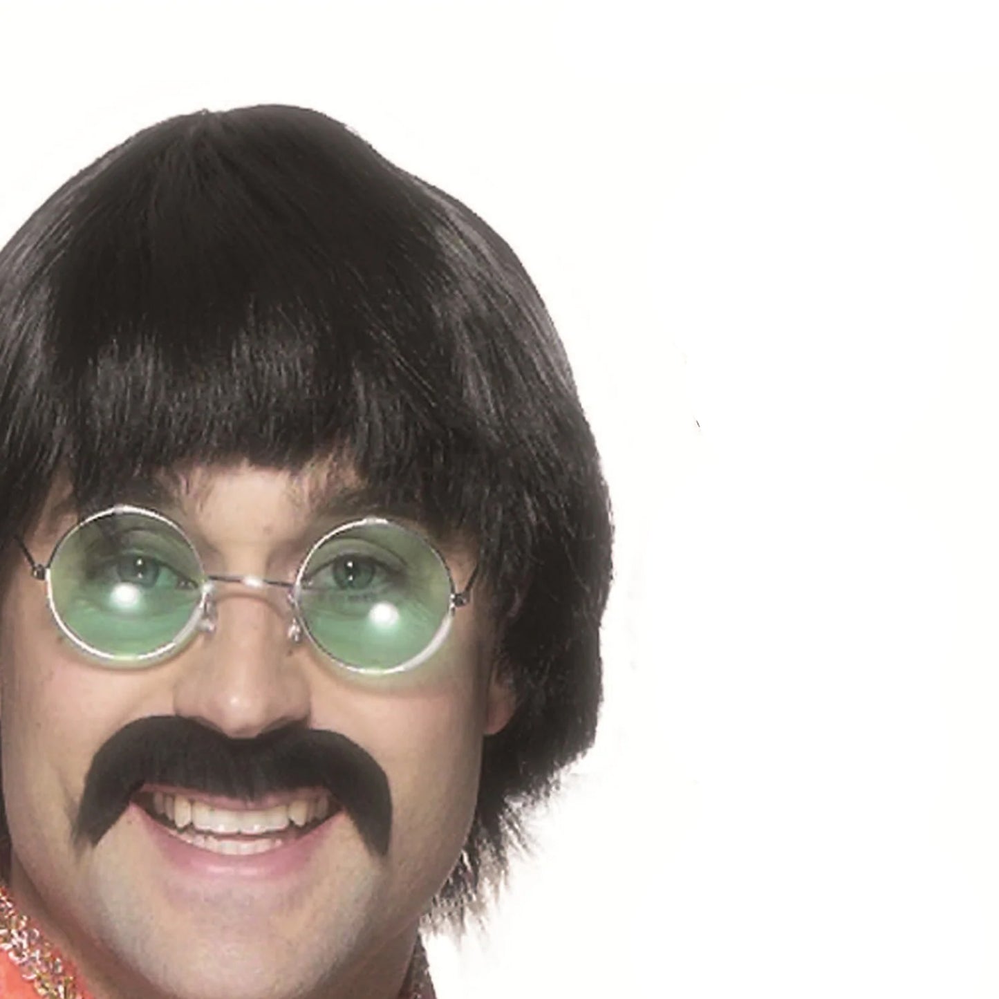 Black - Back - Smiffys 70s Mersey Wig & Moustache