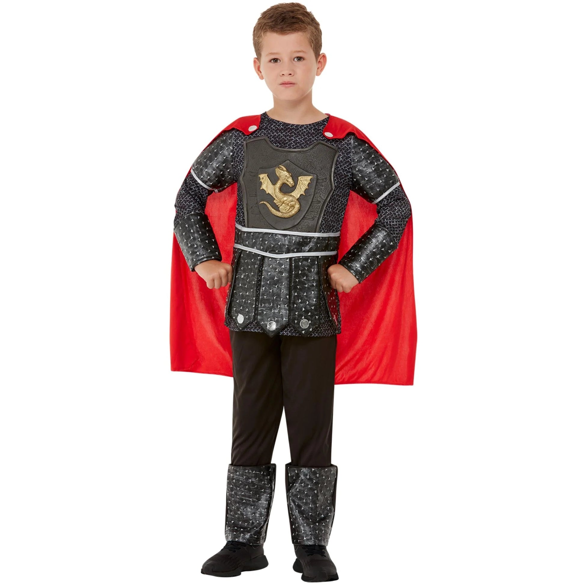 Black - Front - Smiffys Boys Deluxe Knight Costume