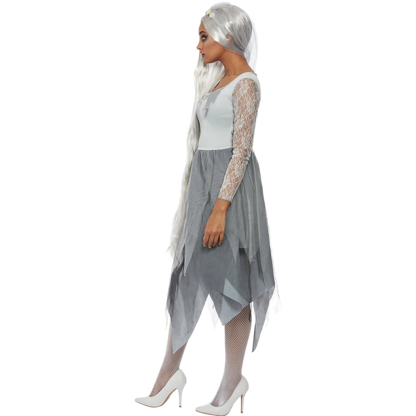 Grey - Side - Smiffys Womens-Ladies Graveyard Bride Costume