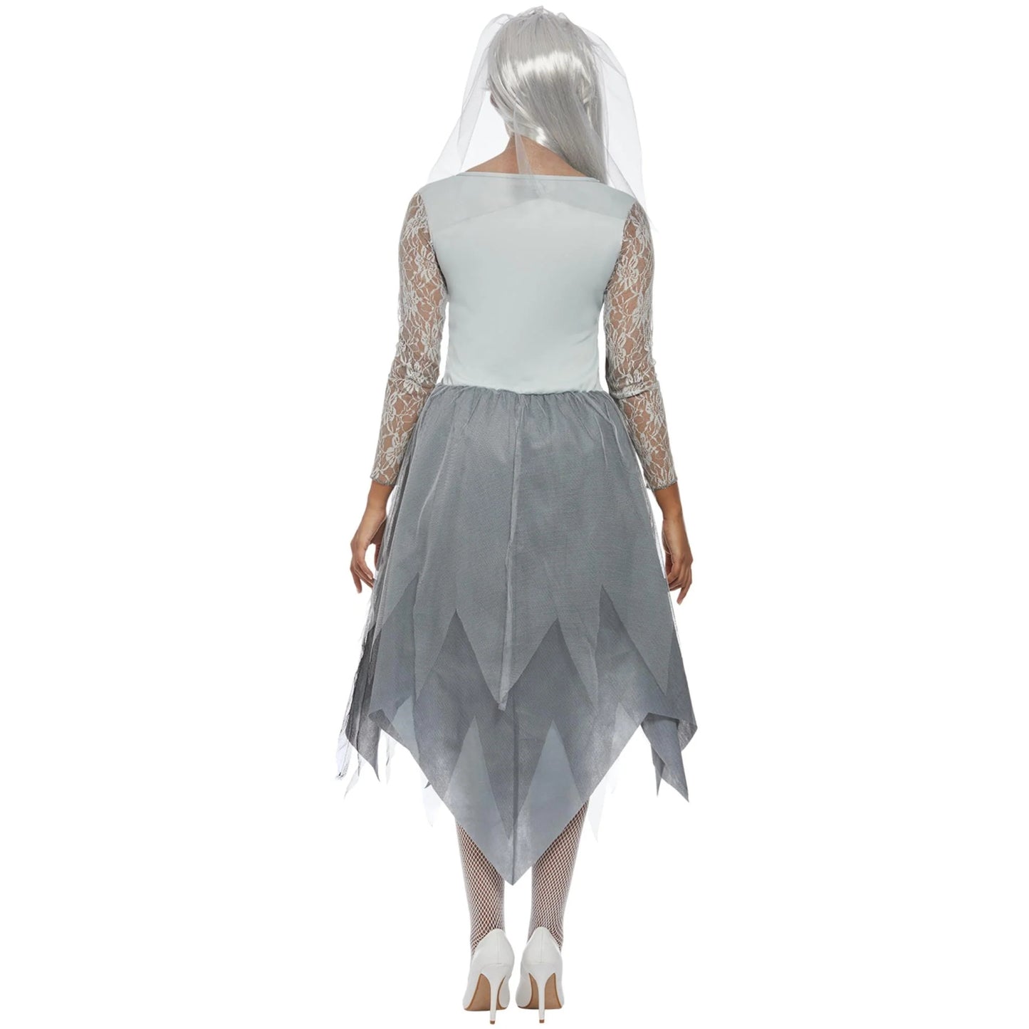 Grey - Back - Smiffys Womens-Ladies Graveyard Bride Costume