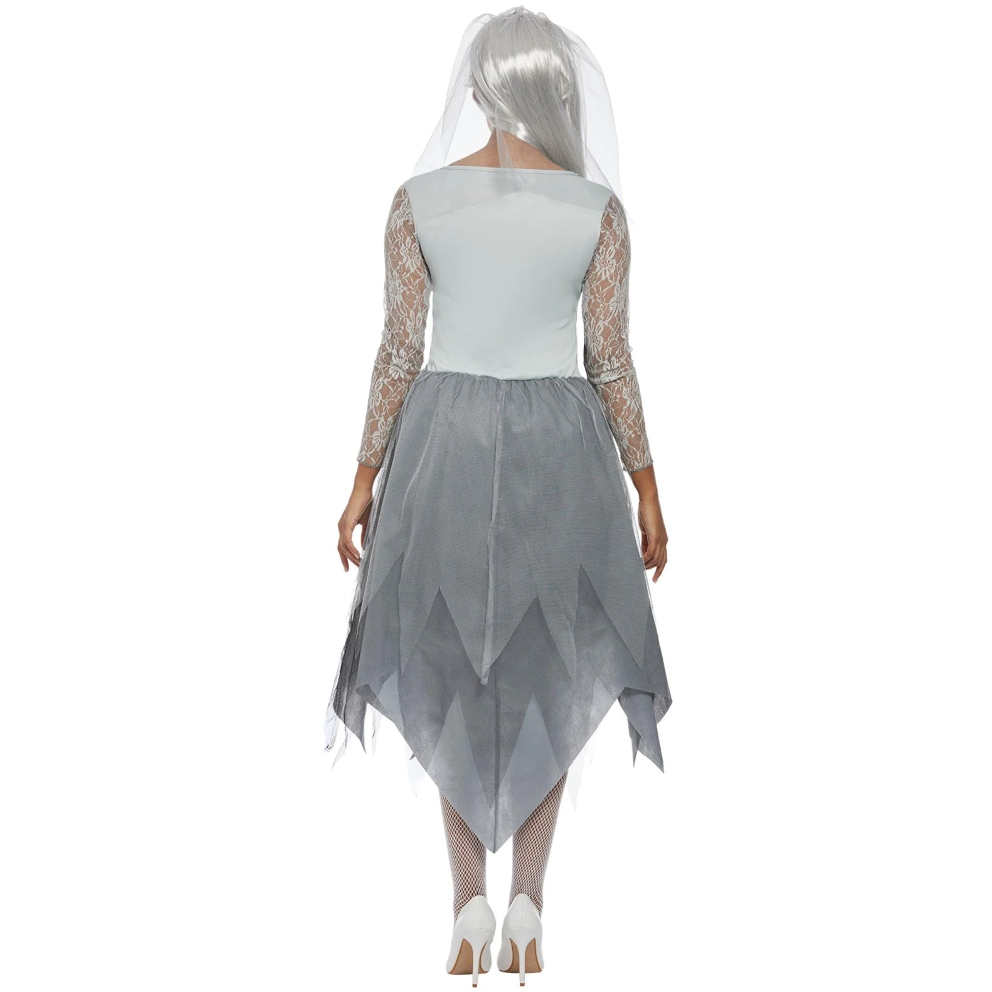 Grey - Back - Smiffys Womens-Ladies Graveyard Bride Costume