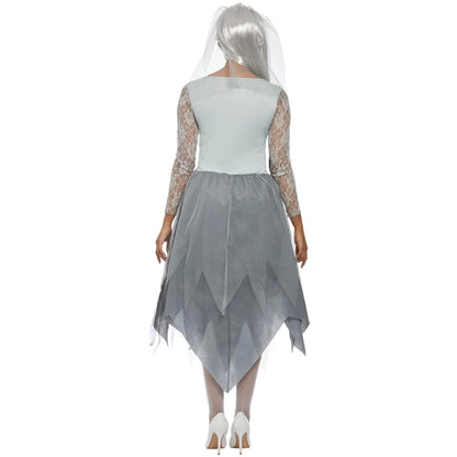 Grey - Back - Smiffys Womens-Ladies Graveyard Bride Costume