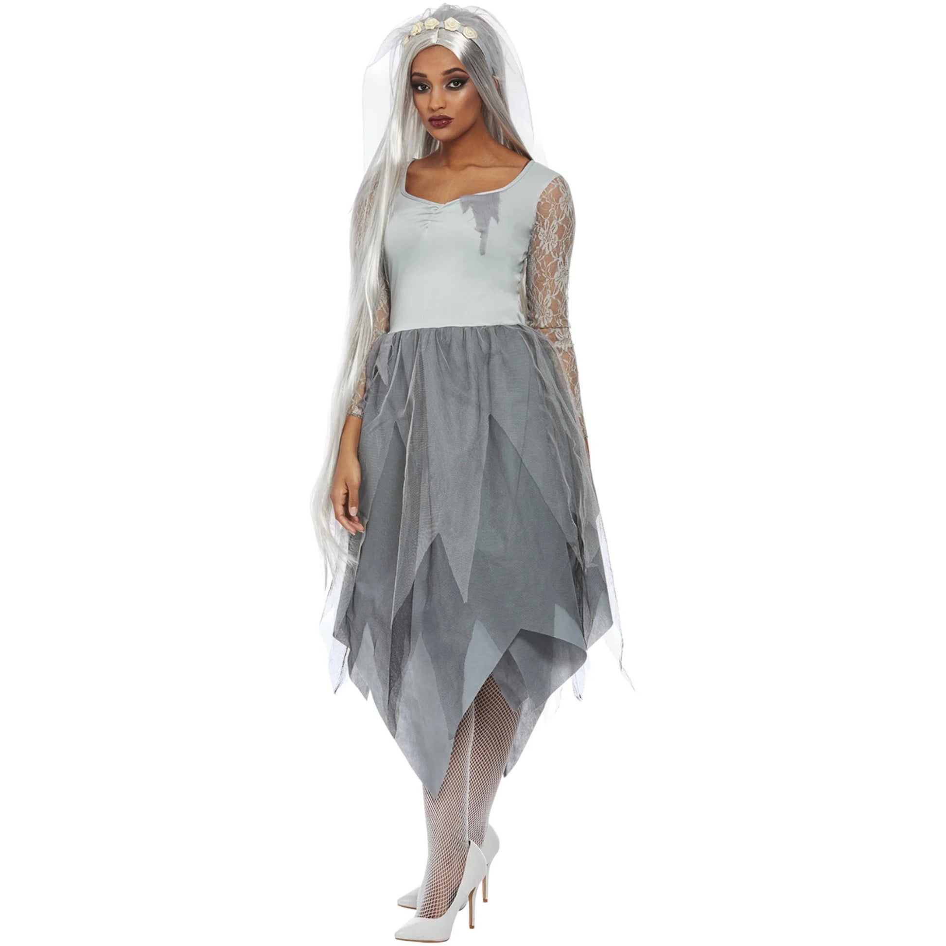 Grey - Front - Smiffys Womens-Ladies Graveyard Bride Costume