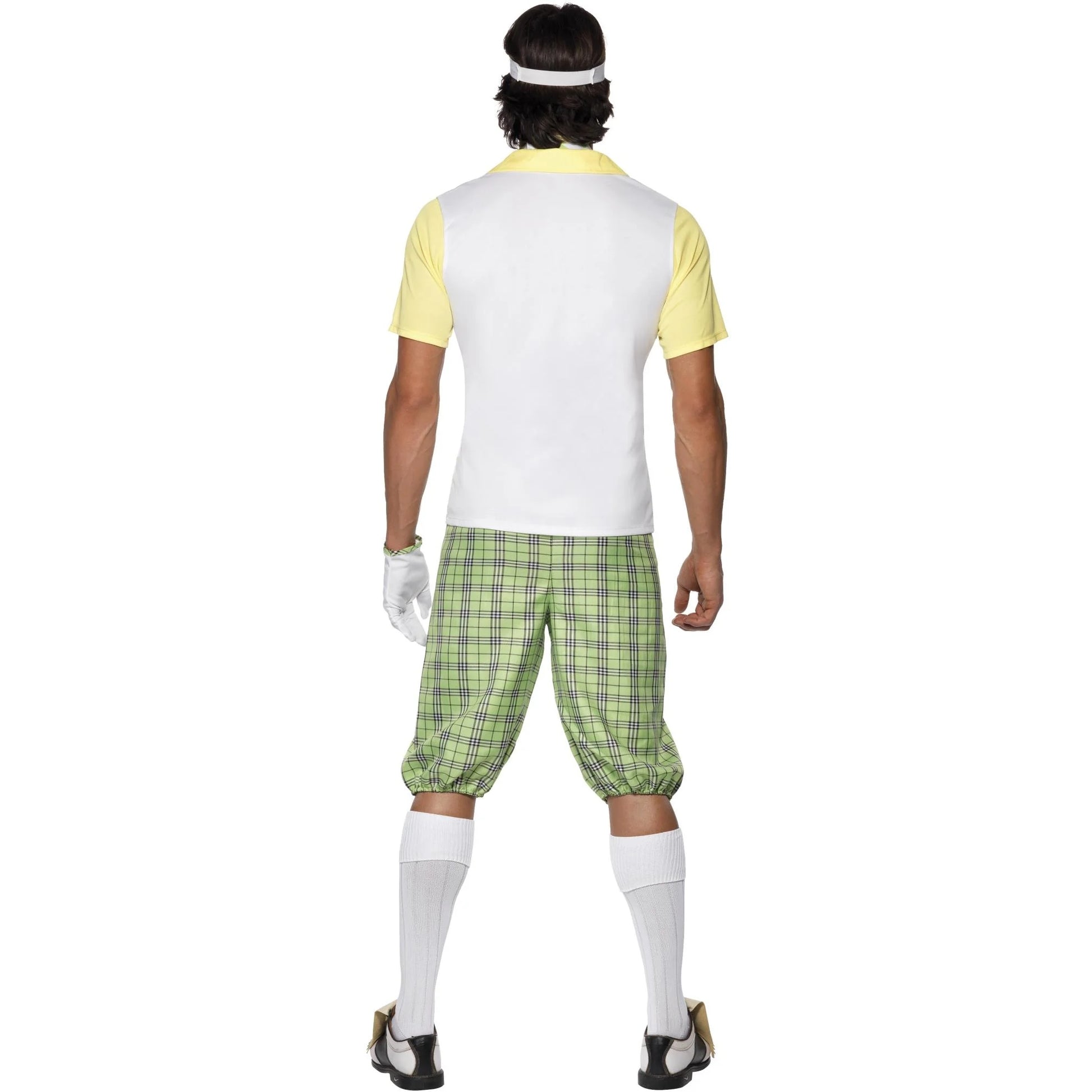 White-Green-Yellow - Back - Smiffys Mens Gone Golfing Costume