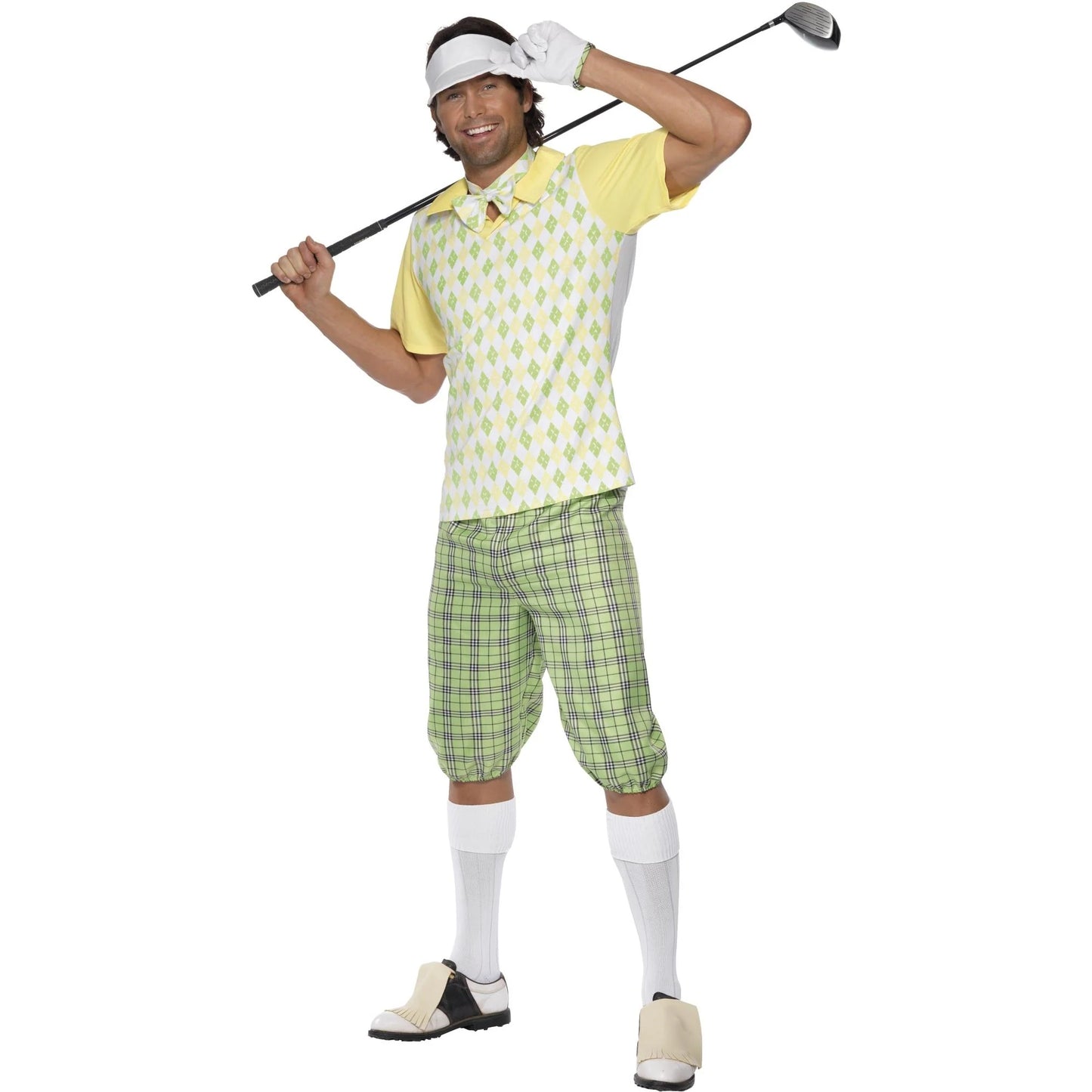 White-Green-Yellow - Side - Smiffys Mens Gone Golfing Costume