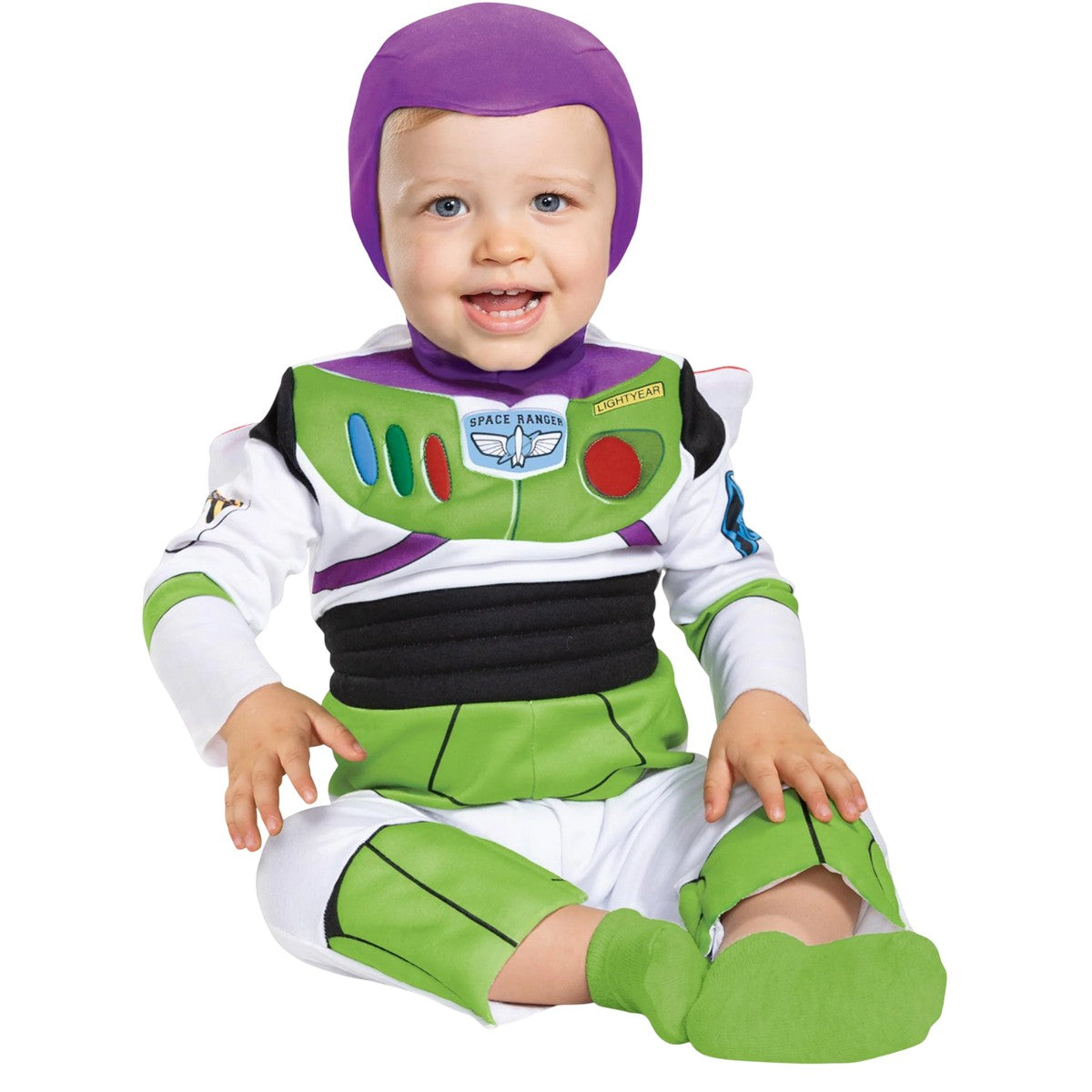 White-Green-Purple - Front - Toy Story 4 Baby Deluxe Buzz Lightyear Costume