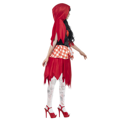 Red - Side - Smiffys Womens-Ladies Beauty Zombie Hooded Costume