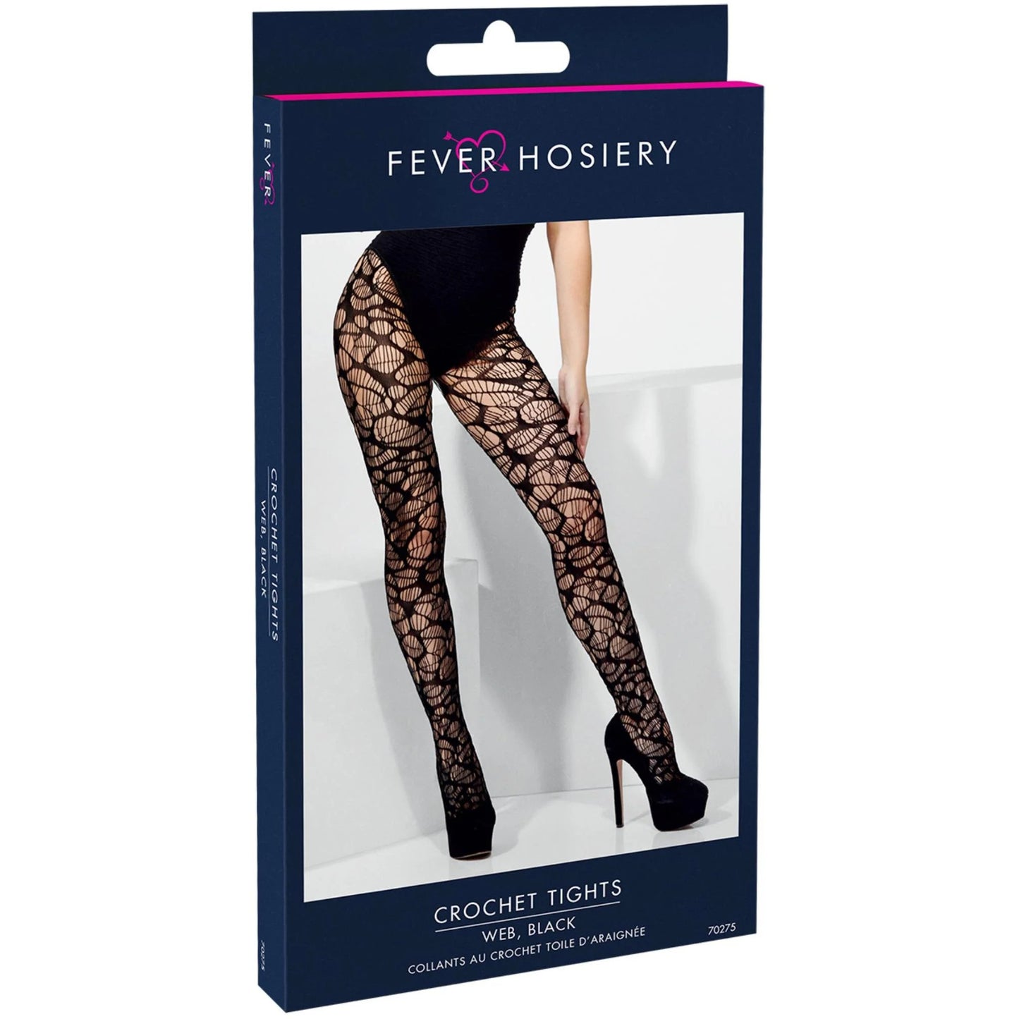 Black - Side - Fever Womens-Ladies Web Crochet Tights