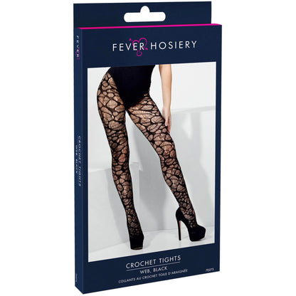 Black - Side - Fever Womens-Ladies Web Crochet Tights
