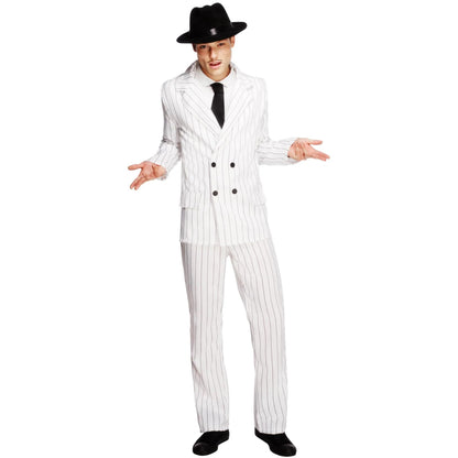 White - Front - Fever Mens Gangster Costume Set