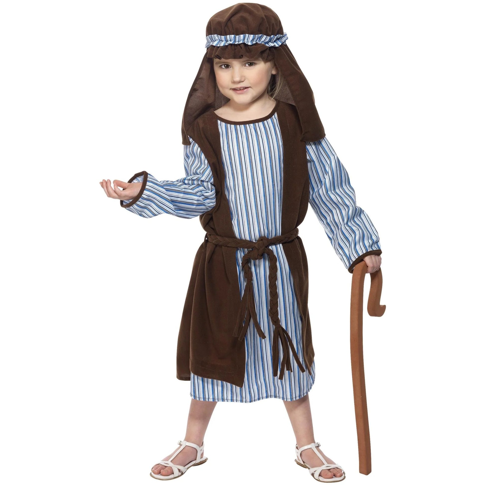 Blue-Brown - Side - Smiffys Childrens-Kids Shepherd Costume Set