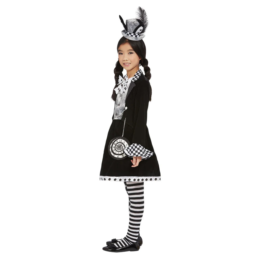 Black-White - Side - Smiffys Girls Mad Hatter Dark Costume