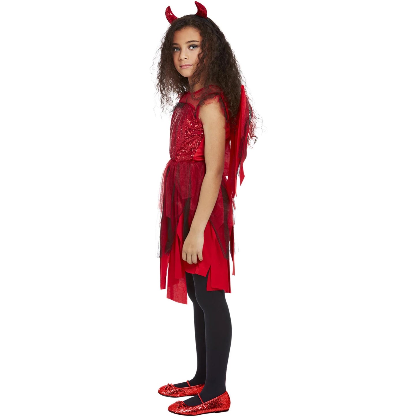 Red - Side - Smiffys Girls Punk Devil Costume