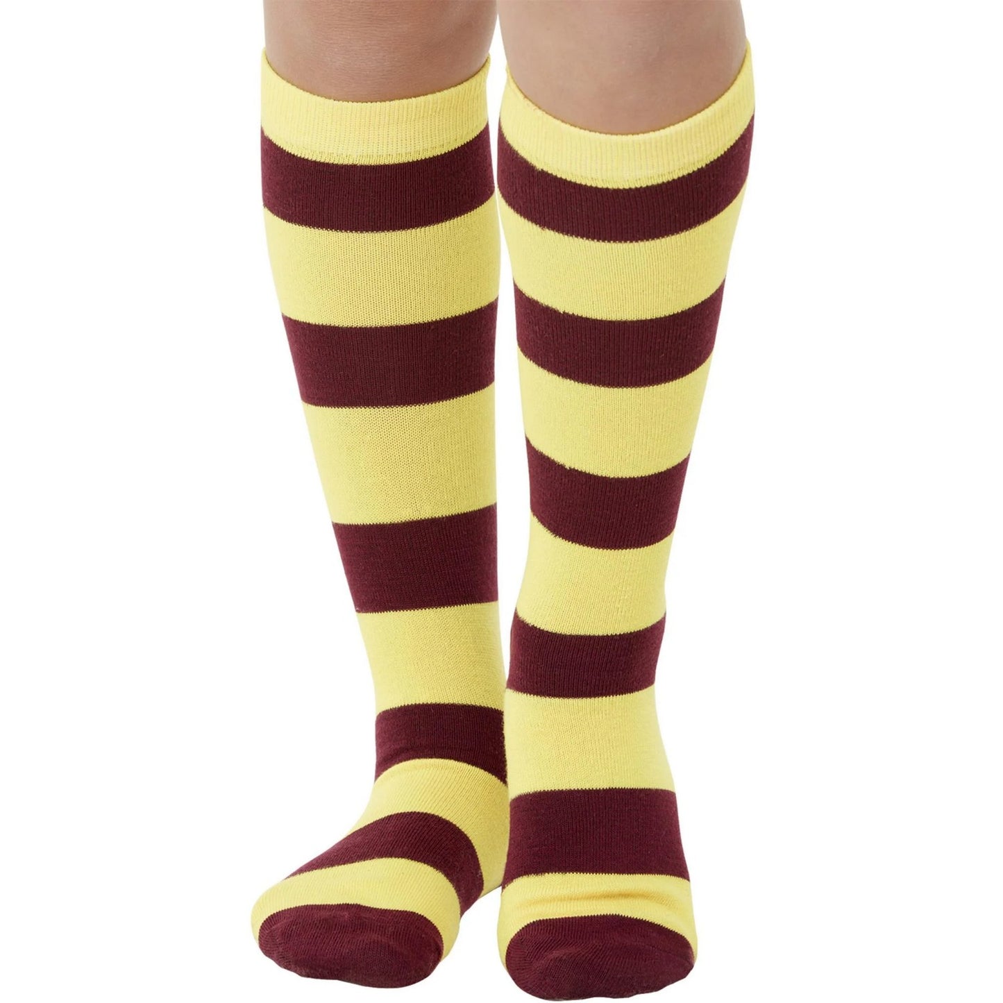 Yellow-Burgundy - Front - Smiffys Childrens-Kids Stripe Socks