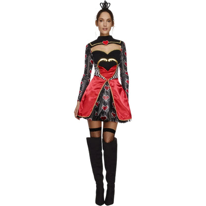 Black-Red - Front - Fever Womens-Ladies Queen Of Hearts Costume