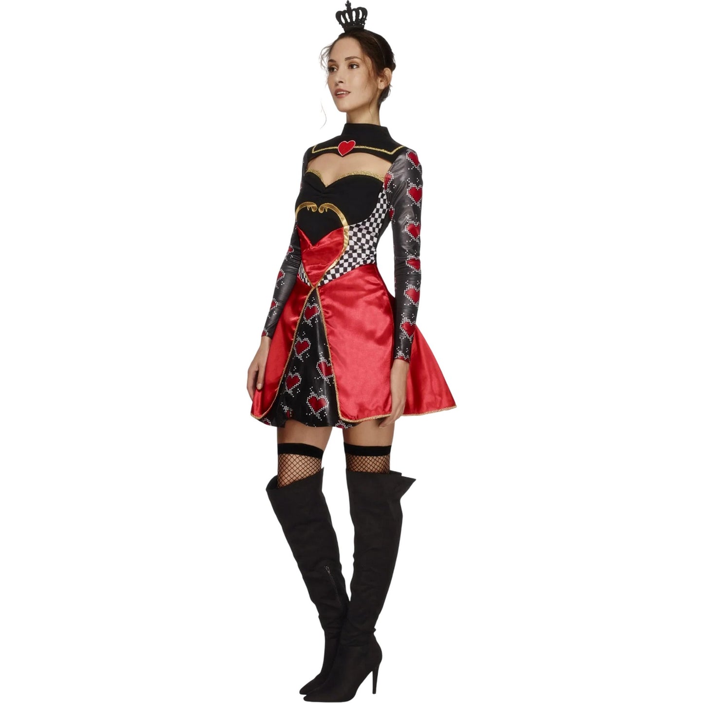 Black-Red - Side - Fever Womens-Ladies Queen Of Hearts Costume
