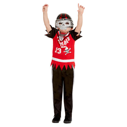 Black-White - Front - Smiffys Childrens-Kids Zombie Football Player Costume