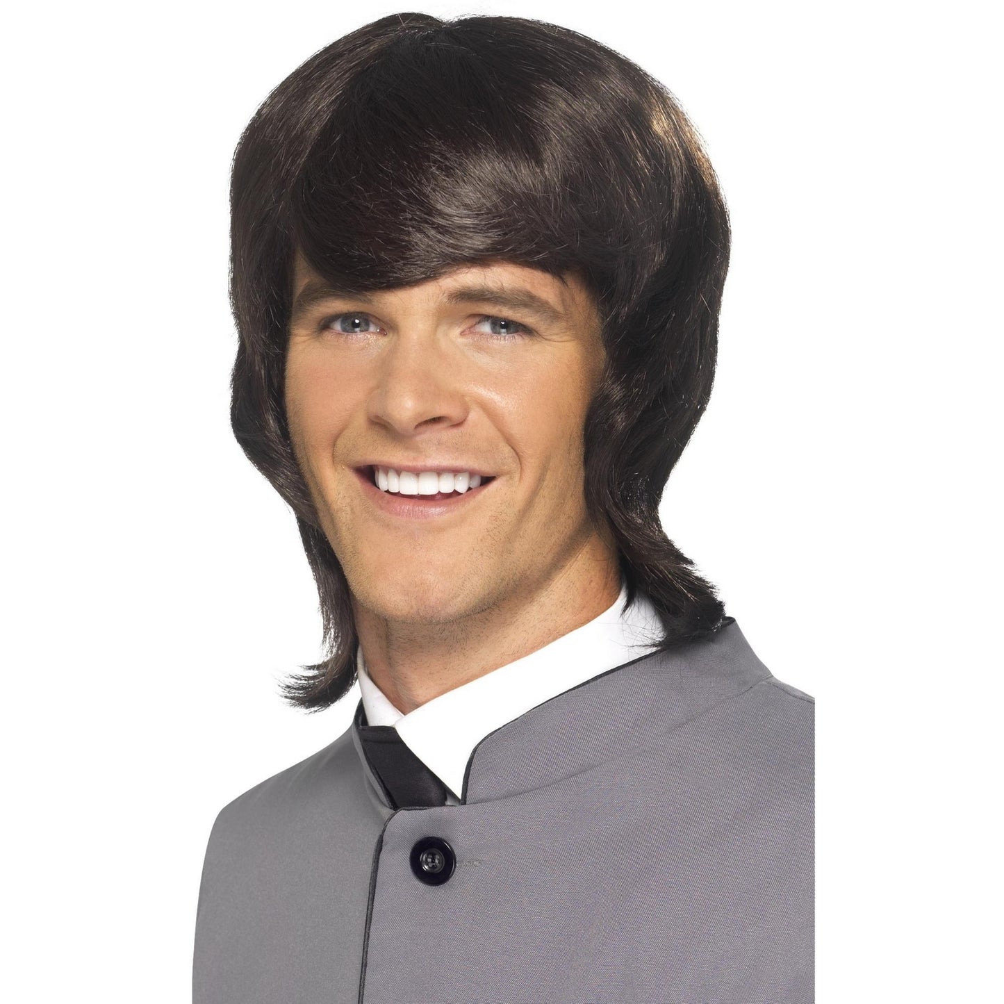 Brown - Front - Smiffys Mens 60s Mod Wig