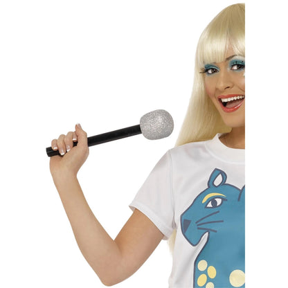 Silver-Black - Front - Smiffys Glitter Microphone