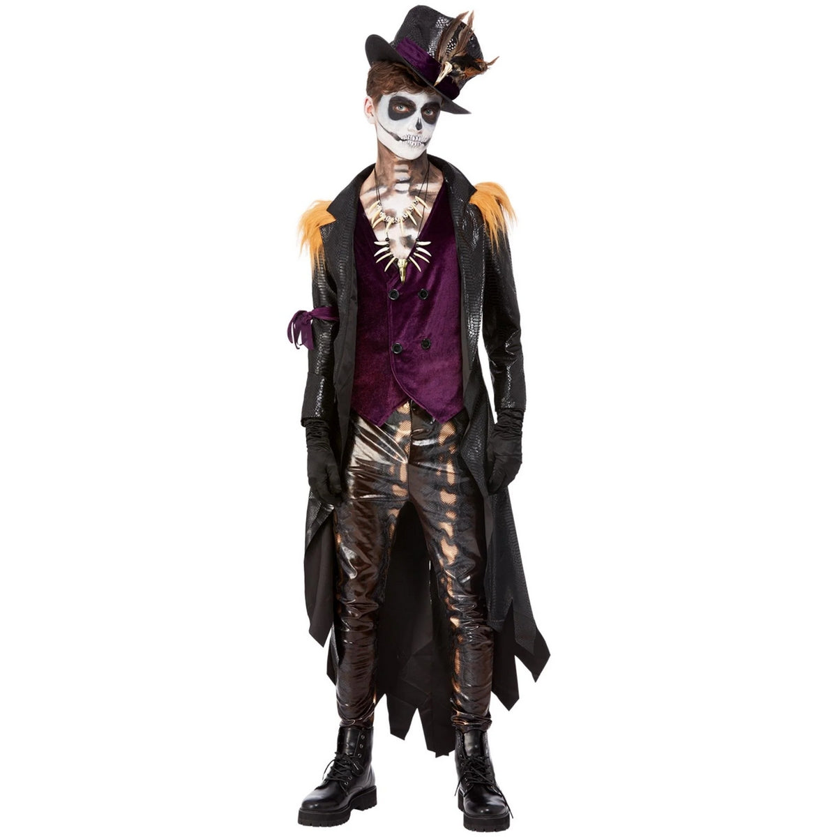 Black-Purple - Front - Smiffys Mens Deluxe Voodoo Witch Doctor Costume Set