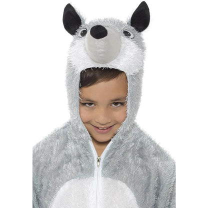 Grey - Back - Smiffys Childrens-Kids Wolf Costume
