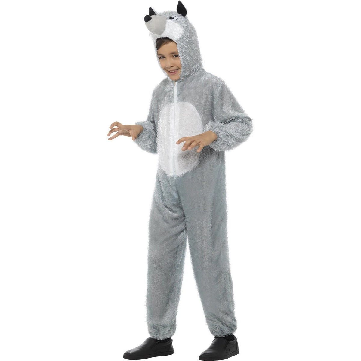 Grey - Side - Smiffys Childrens-Kids Wolf Costume