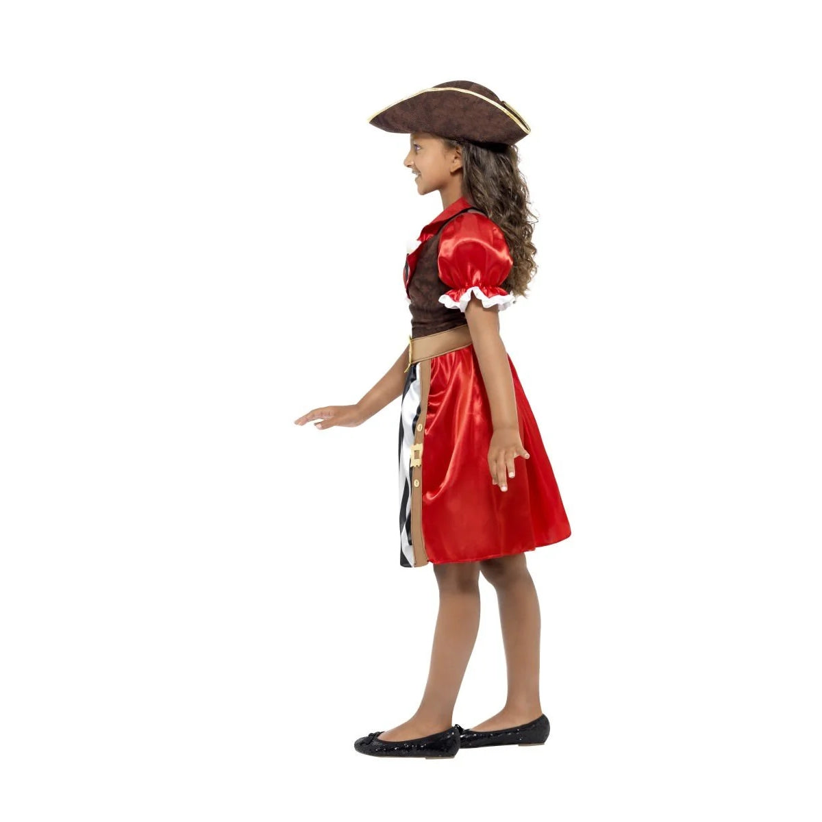 Red-White-Black - Side - Smiffys Girls Pirate Captain Costume