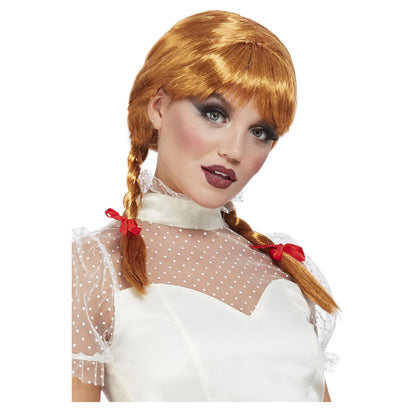 Auburn-Red - Side - Smiffys Womens-Ladies Porcelain Doll Wig
