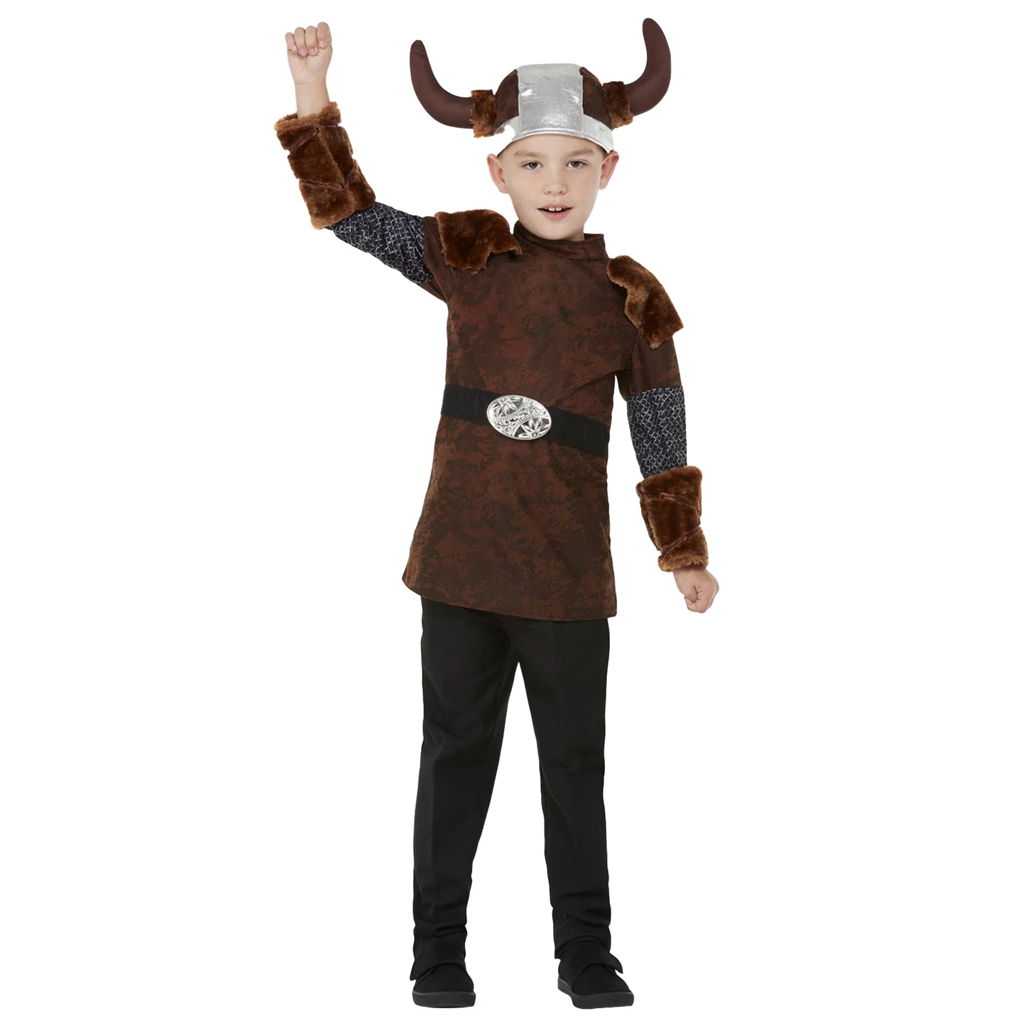 Brown - Front - Smiffys Boys Viking Barbarian Costume