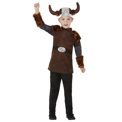 Brown - Front - Smiffys Boys Viking Barbarian Costume