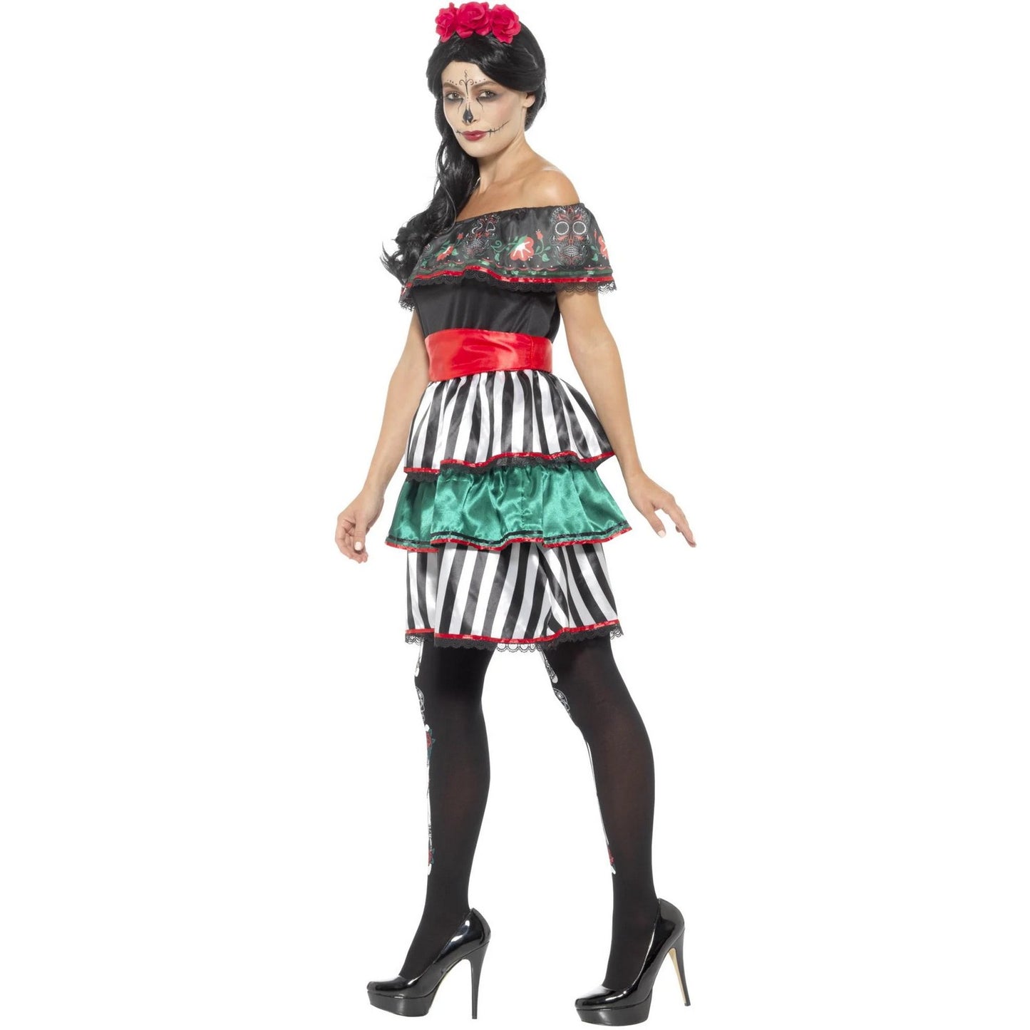 Multicoloured - Side - Smiffys Womens-Ladies Senorita Doll Day Of The Dead Costume Dress Set