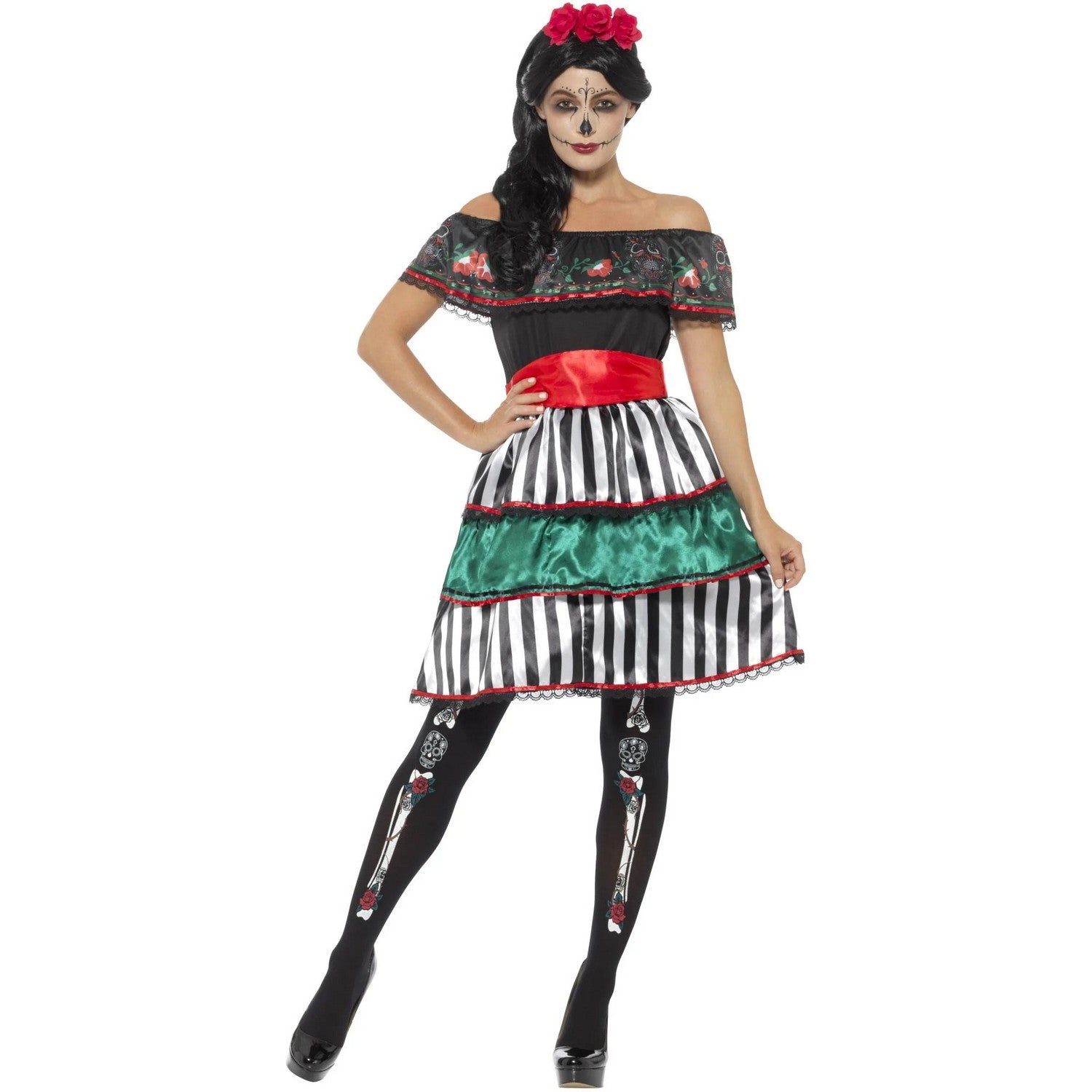 Multicoloured - Lifestyle - Smiffys Womens-Ladies Senorita Doll Day Of The Dead Costume Dress Set
