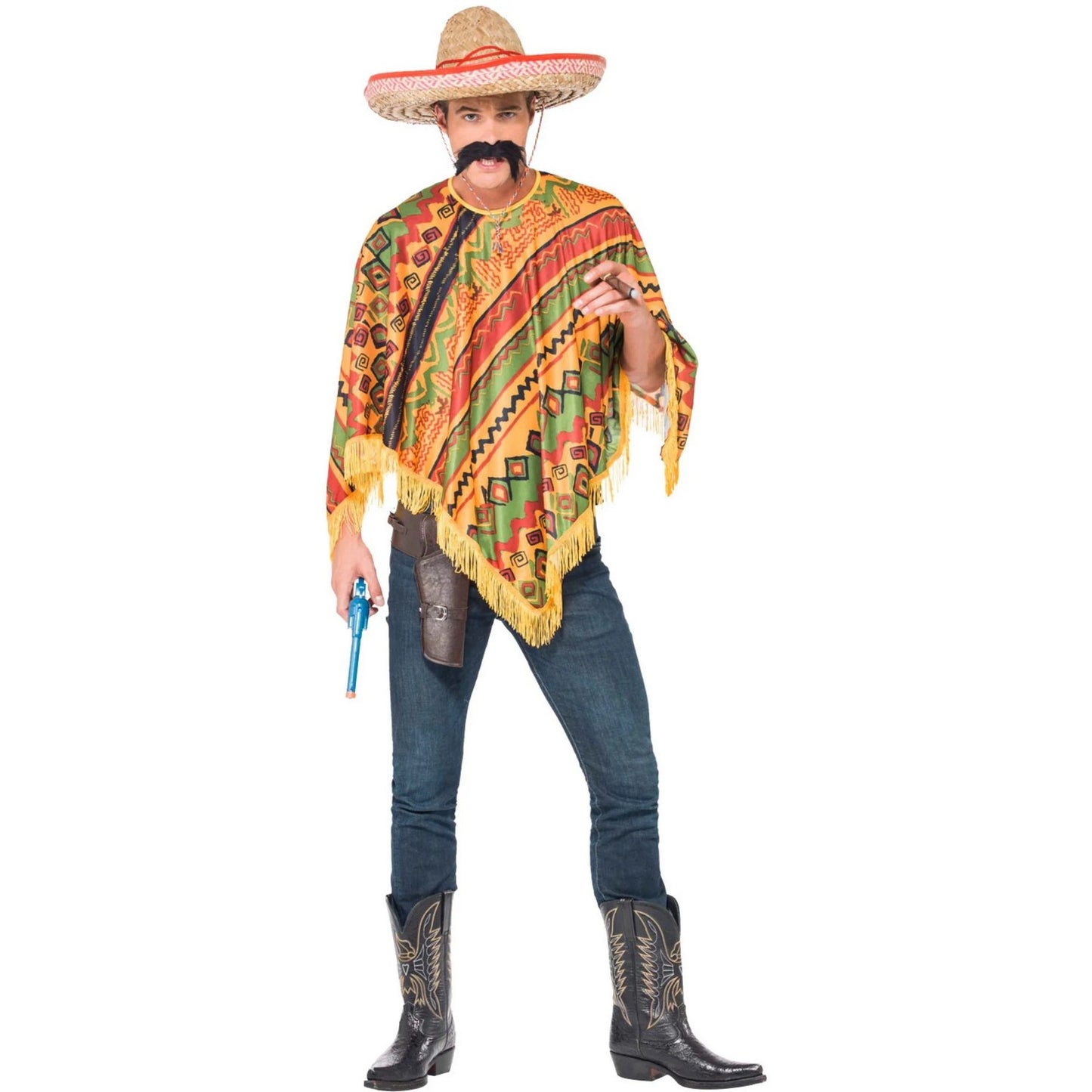 Multicoloured - Side - Smiffys Mens Costume Poncho