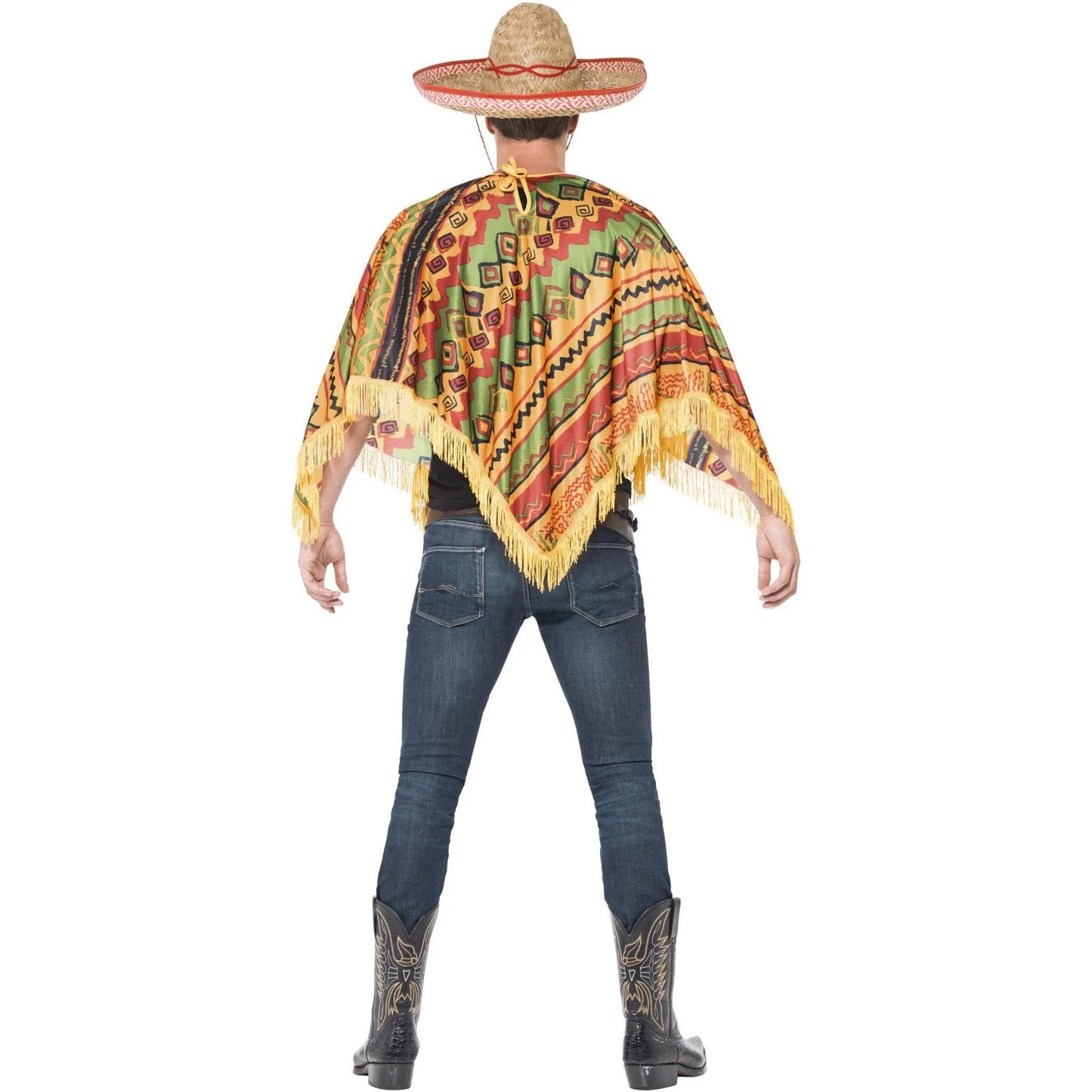 Multicoloured - Back - Smiffys Mens Costume Poncho