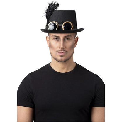 Black - Back - Smiffys Gothic Victorian Steampunk Top Hat Set