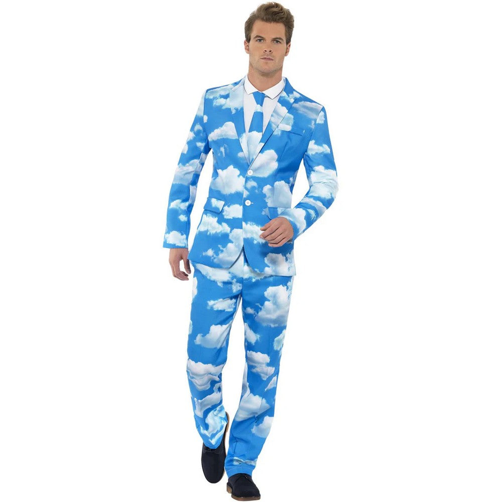 Blue-White - Front - Smiffys Mens Sky High Costume Suit