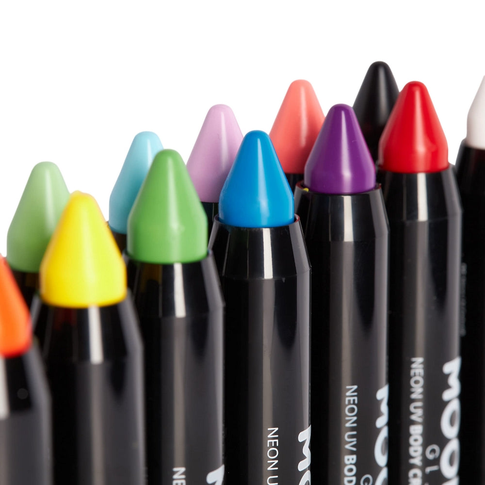 Multicoloured - Side - Moon Glow Neon UV Body Crayons Set (Pack of 6)