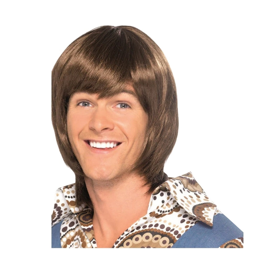 Brown - Front - Smiffys 70s Heartthrob Wig