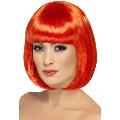 Orange - Front - Partyrama Short Fringe Wig