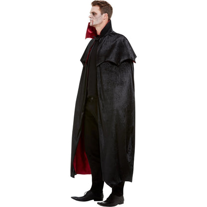 Black-Red - Back - Smiffys Unisex Adult Deluxe Vampire Cape