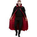 Black-Red - Side - Smiffys Unisex Adult Deluxe Vampire Cape
